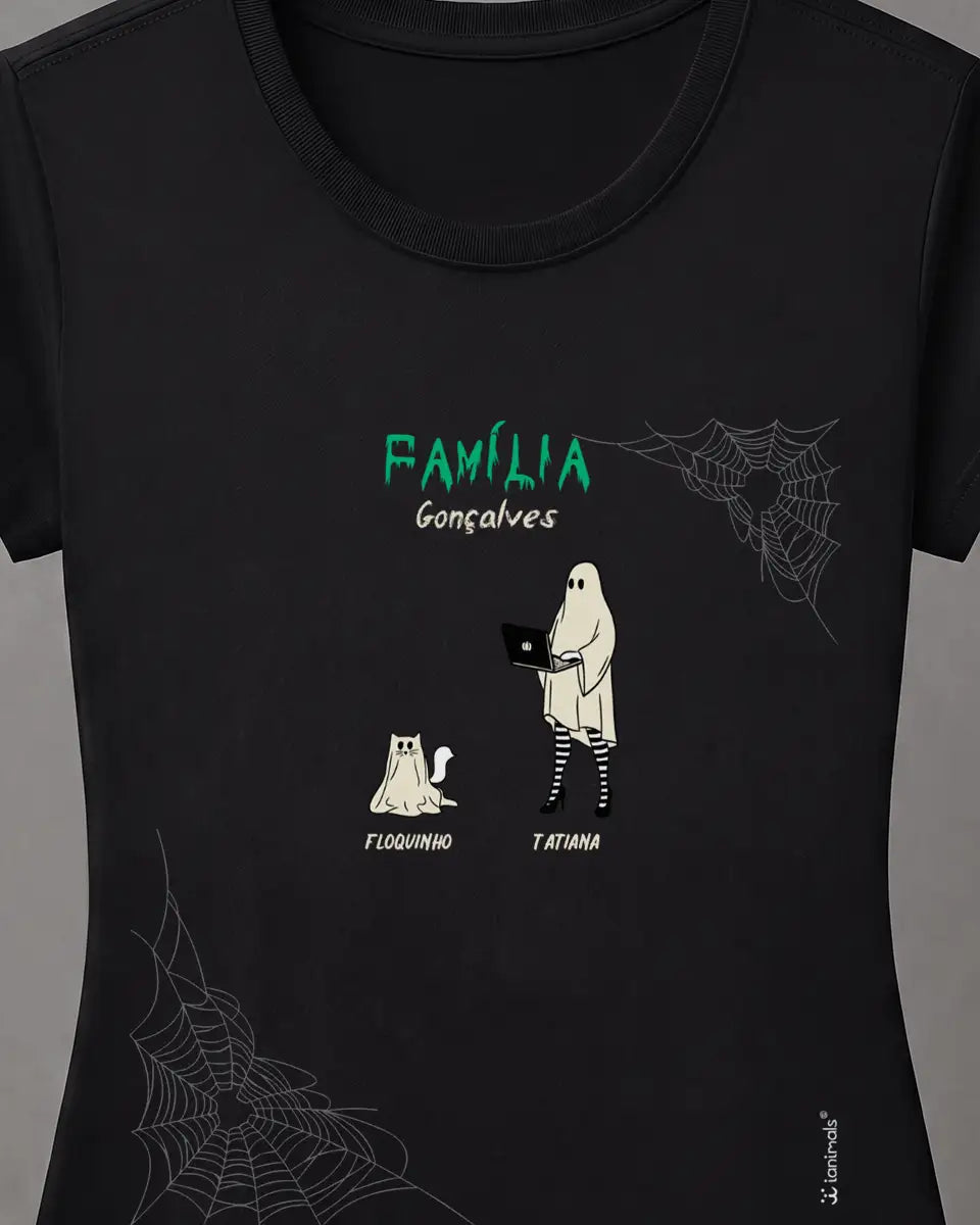 Camiseta Halloween Familia Ghost - até 10 nomes - Personalizada