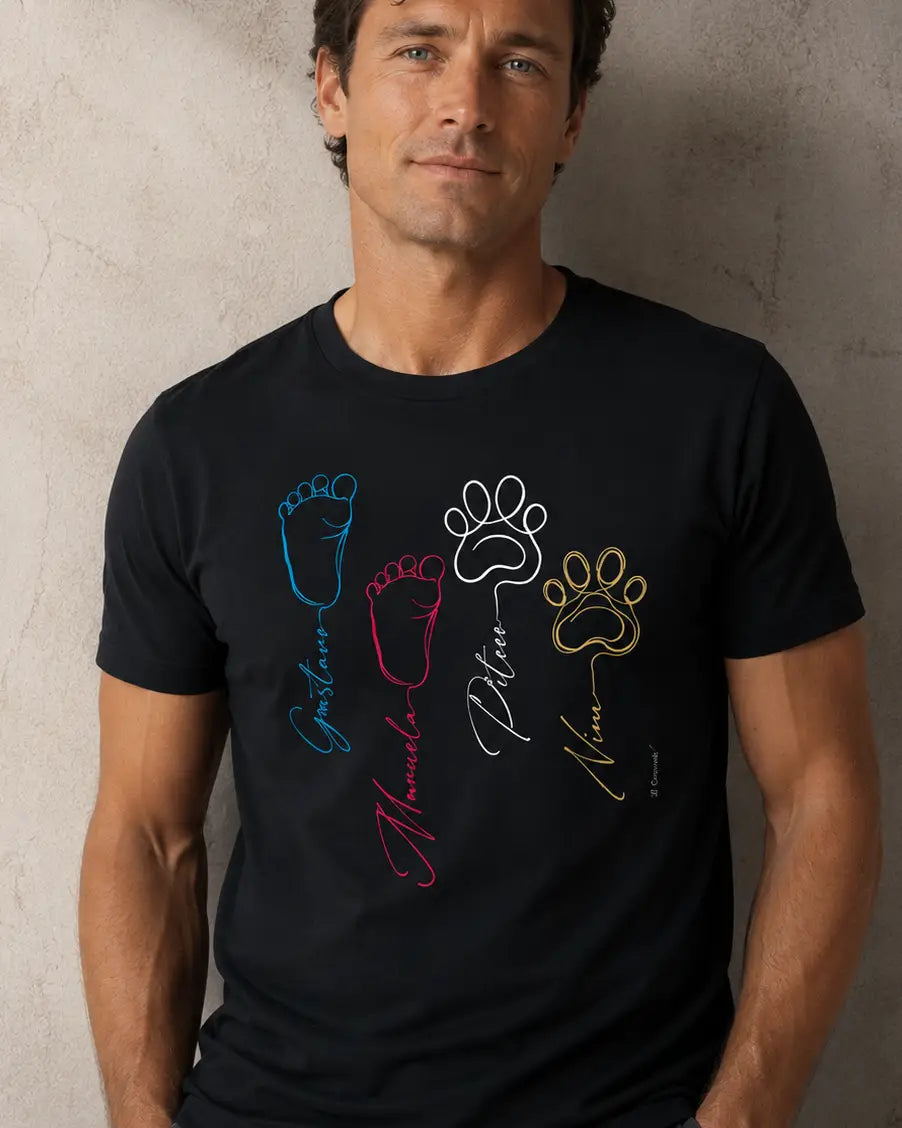 Camiseta Pegadas - Pet e Bebê - Personalizada
