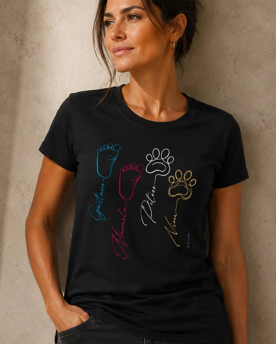 Camiseta Pegadas - Pet e Bebê - Personalizada