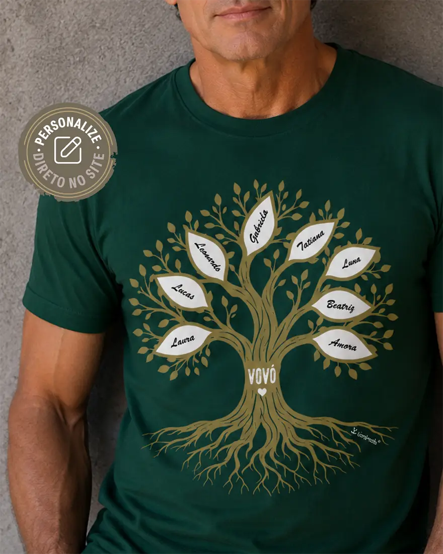Camiseta Árvore da Vida - Pais e Filhos - Personalizada
