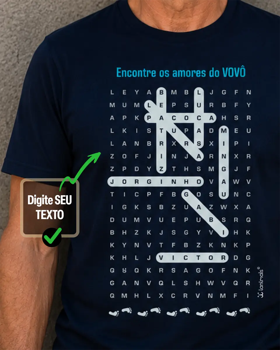 Camiseta Caça Palavras - Personalizada