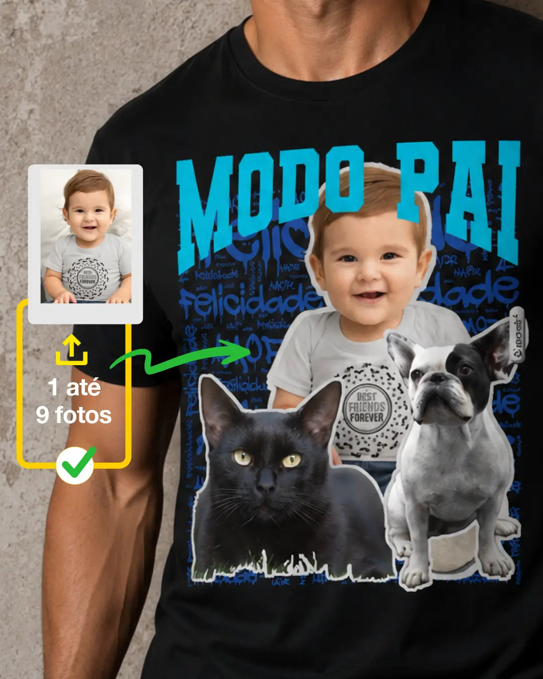 Camiseta Collage - 1 até 9 fotos - Personalizada