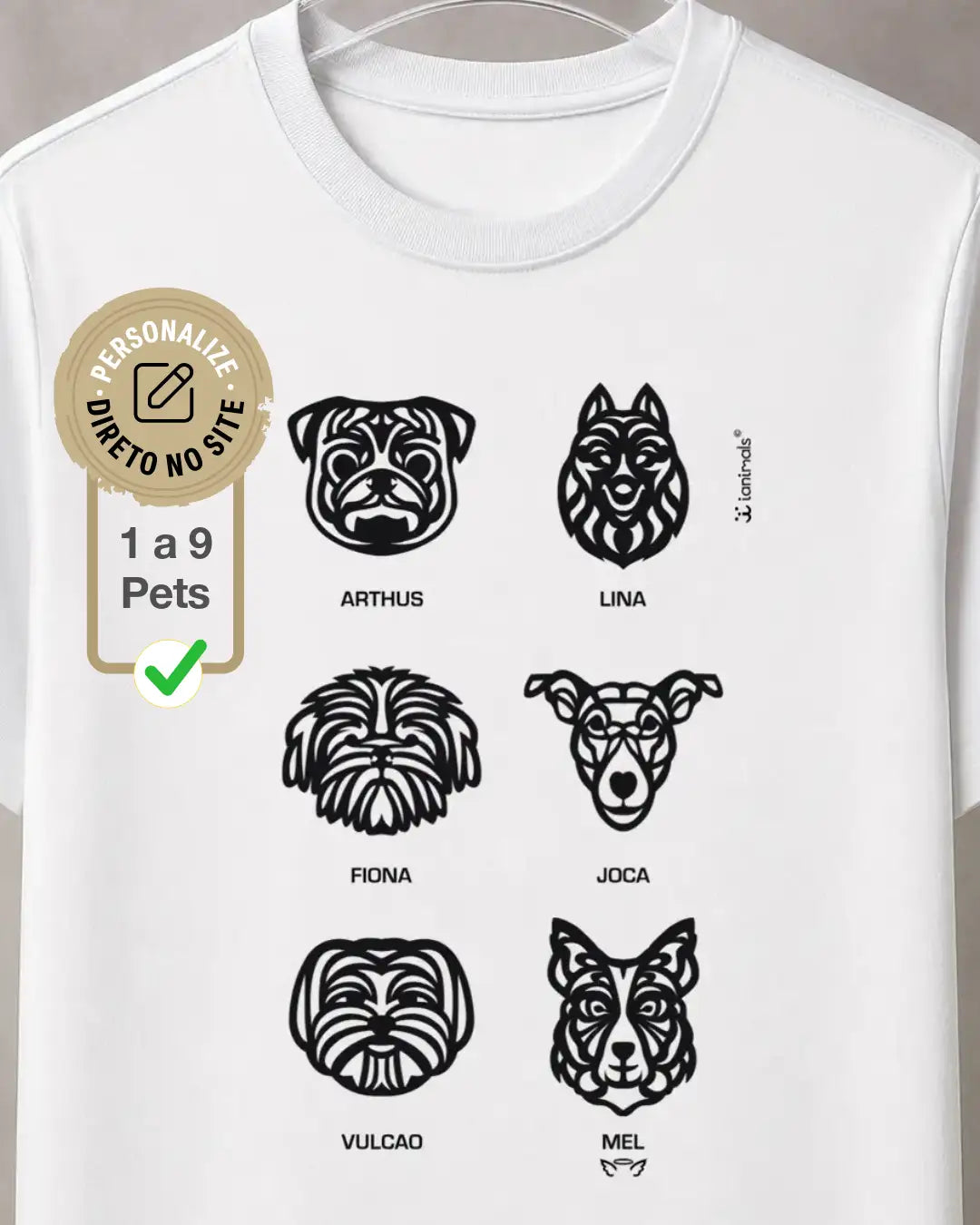 Camiseta Tribal de 1 a 9 Cães - PERSONALIZADA