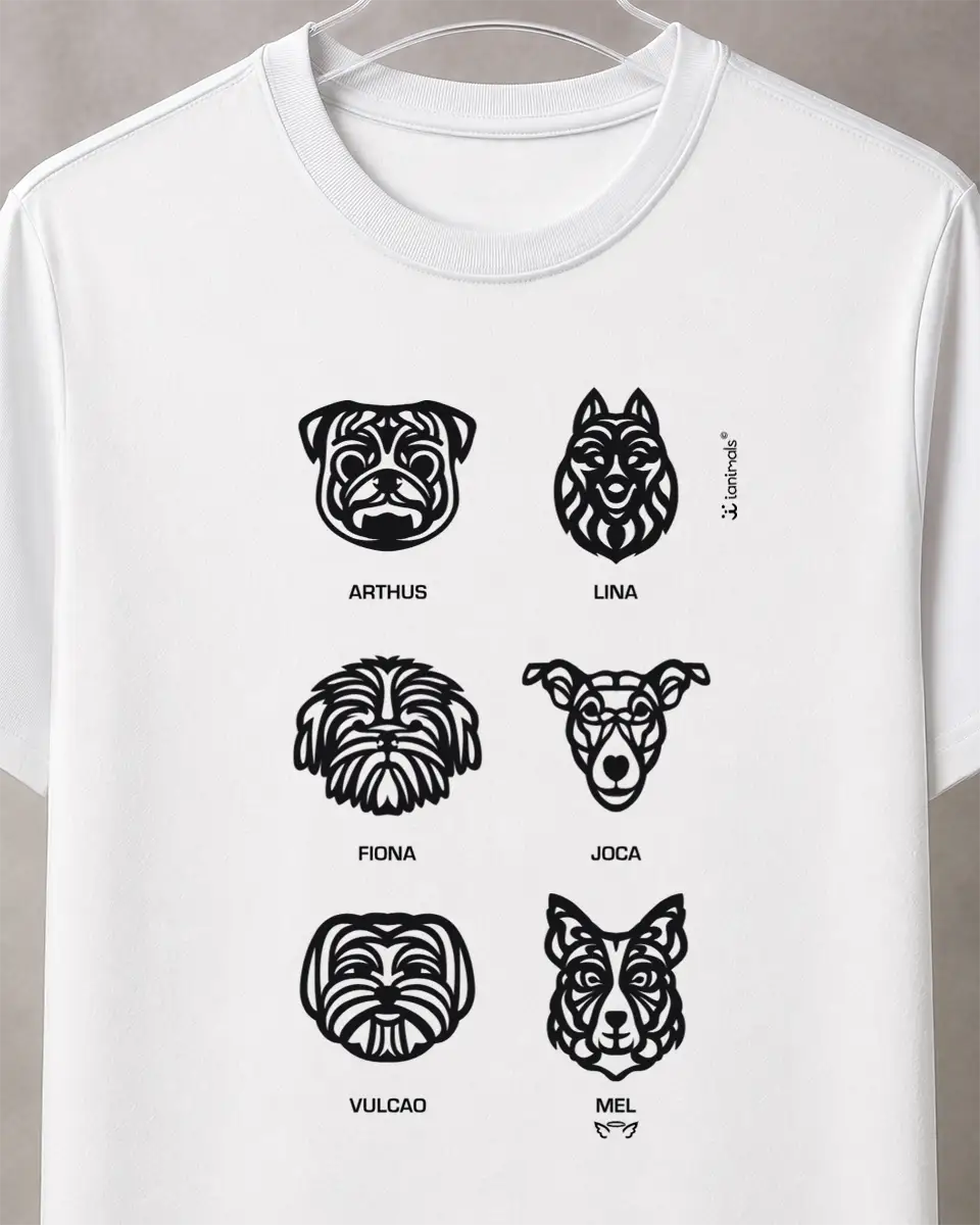 Camiseta Tribal de 1 a 9 Cães - PERSONALIZADA