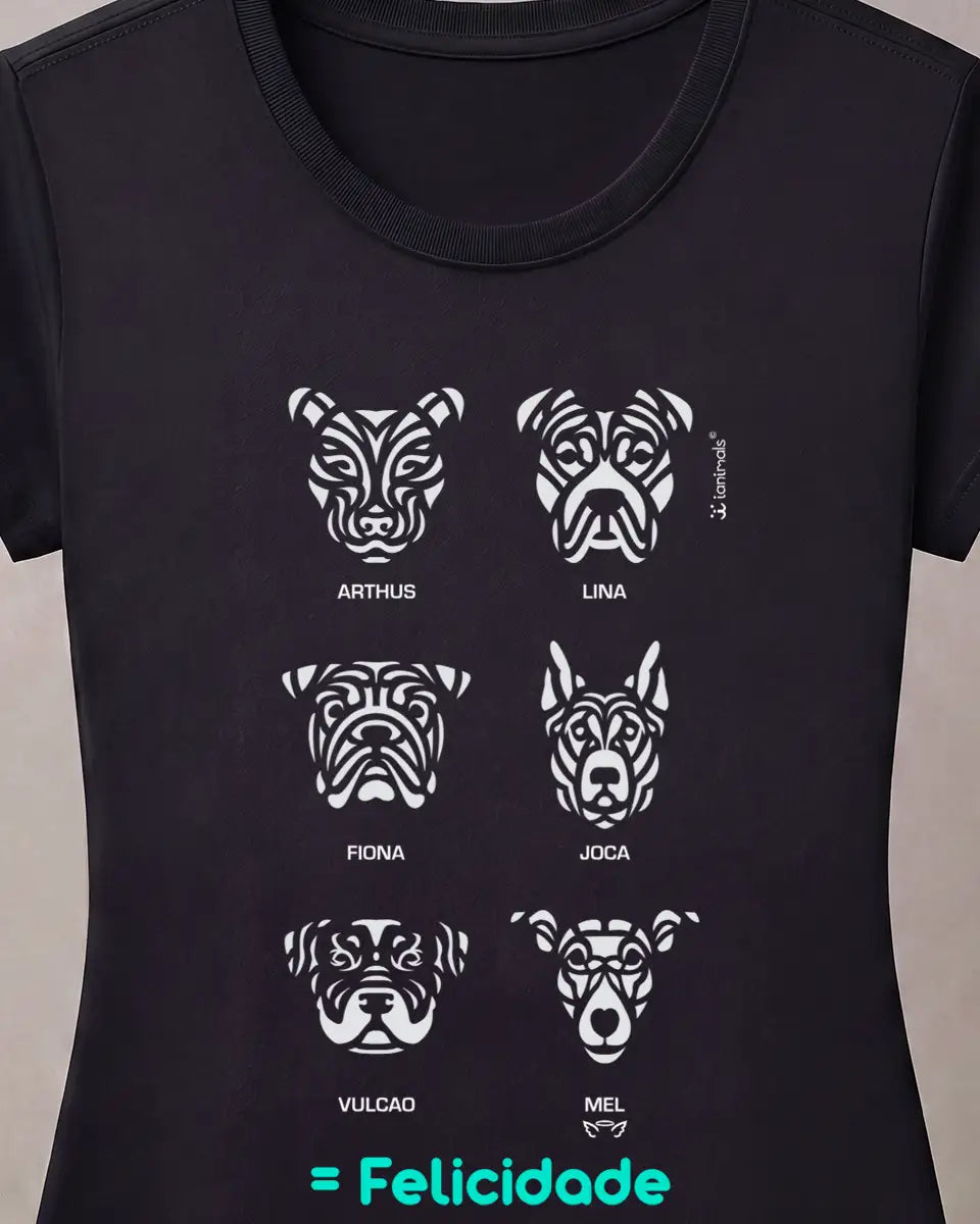 Camiseta Tribal de 1 a 9 Cães - PERSONALIZADA