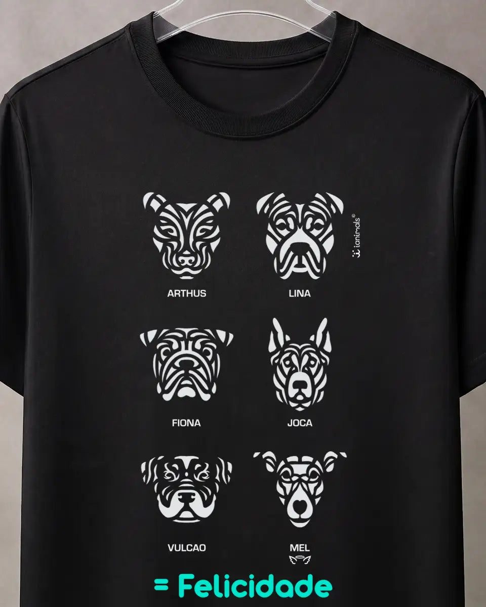 Camiseta Tribal de 1 a 9 Cães - PERSONALIZADA