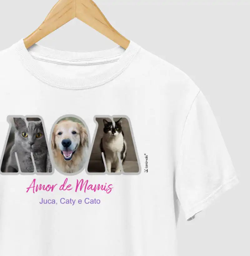 Camiseta MOM or DAD Fotos - 1 ou 3 fotos - Personalizada | iAnimals