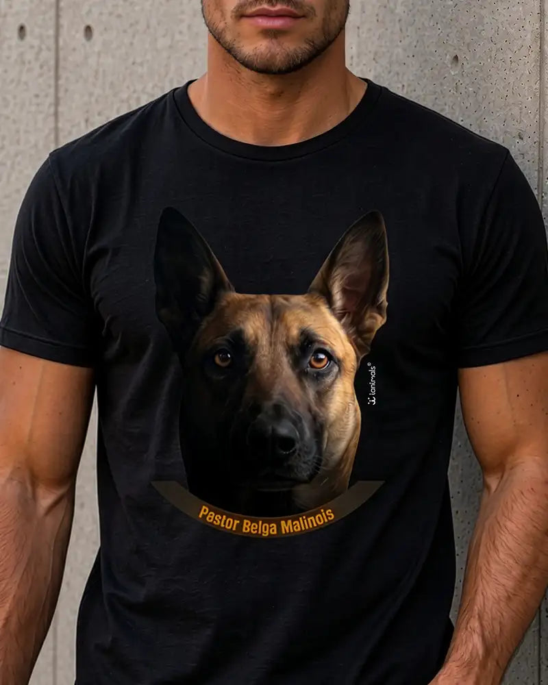 Camiseta Malinois cor Preta - Face
