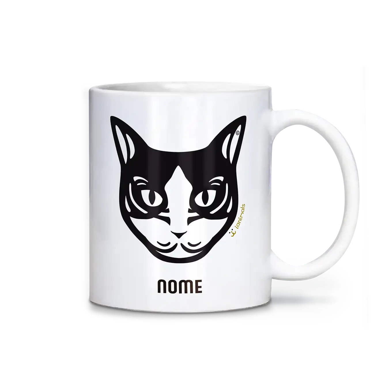 Caneca Gato Preto e Branco Personalizada Tribal - iAnimals