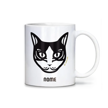 Caneca Gato Preto e Branco Personalizada Tribal - iAnimals