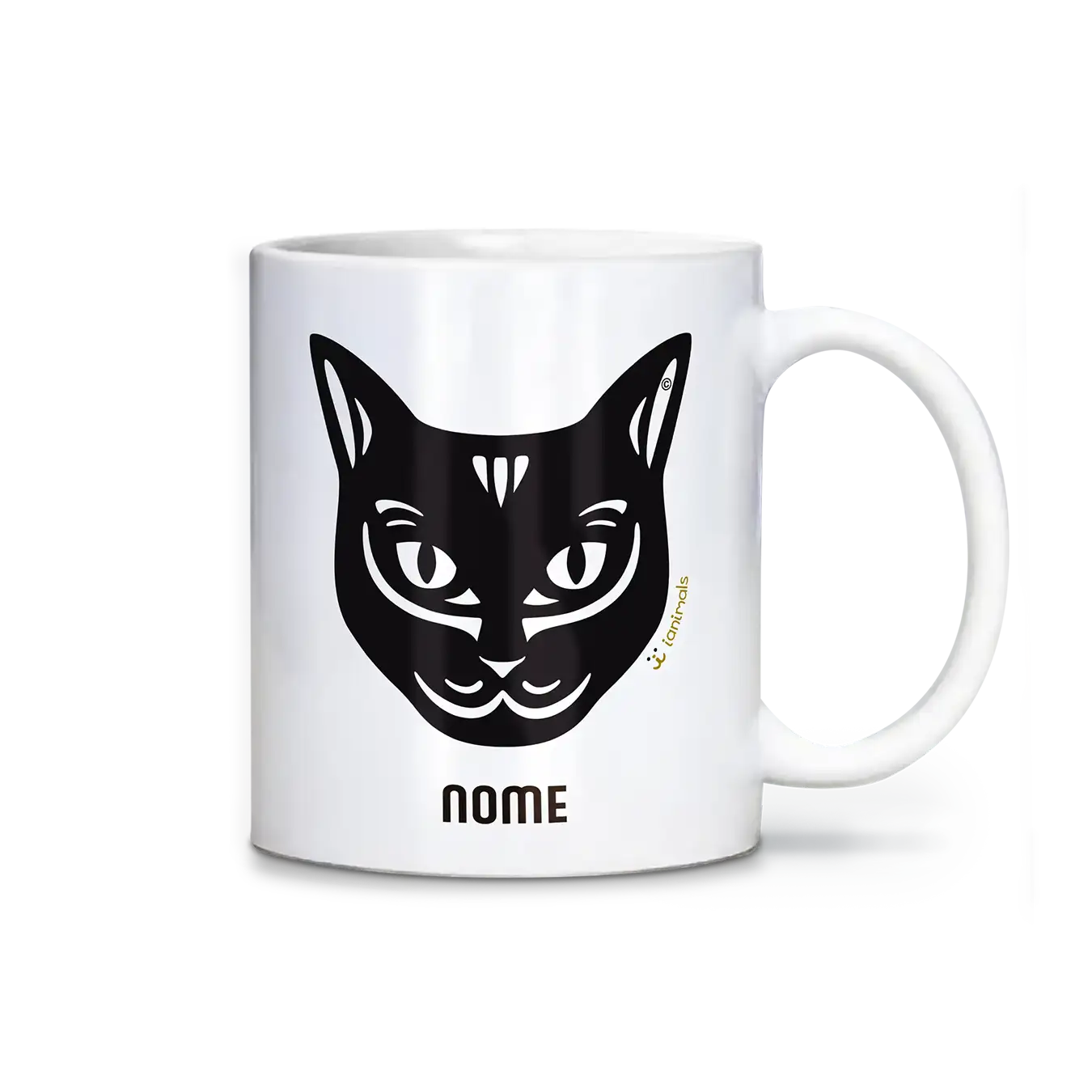 Caneca Gato Preto Personalizada Tribal - iAnimals