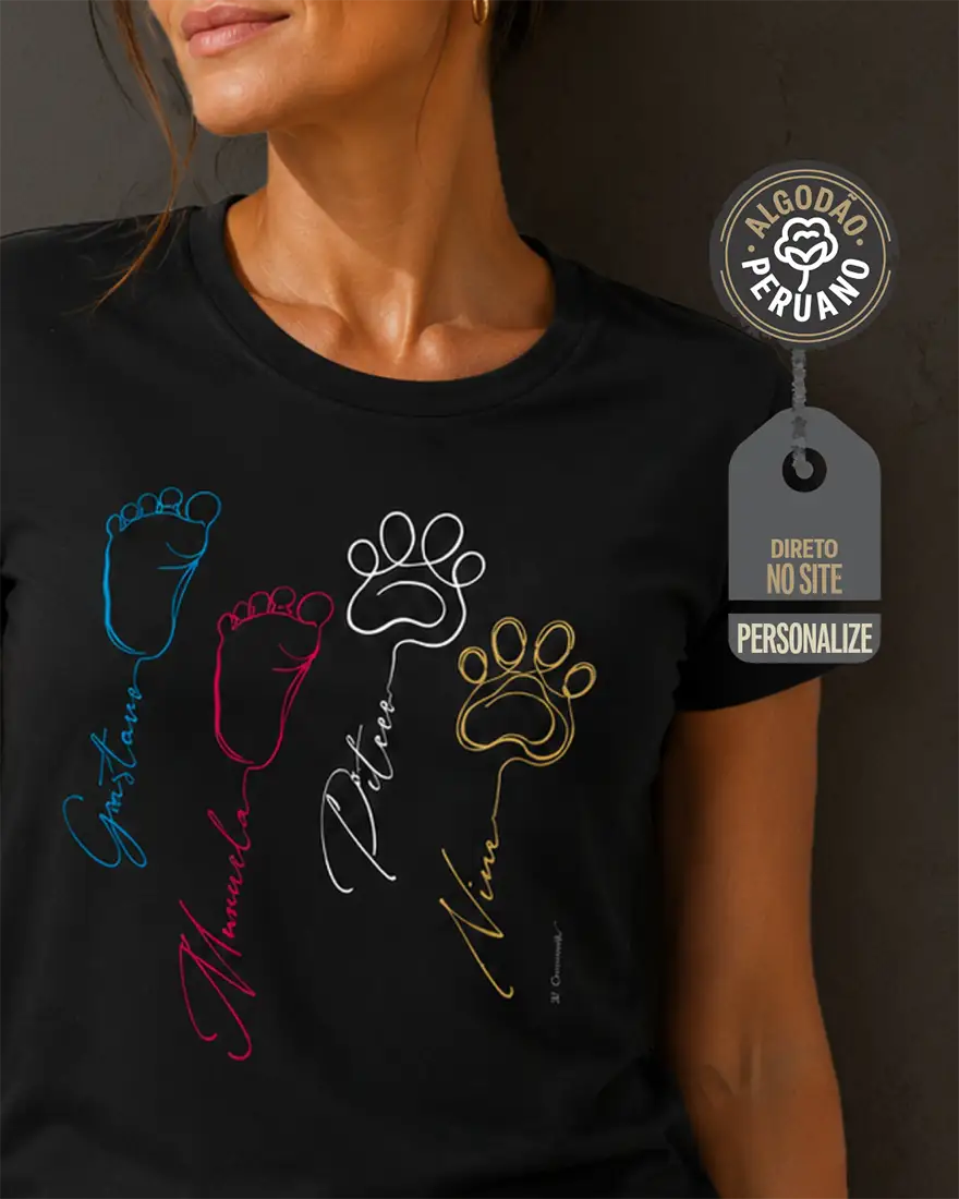 Camiseta INCA SOFT 1 a 5 Pegadas - Pet e Bebê - Personalizada