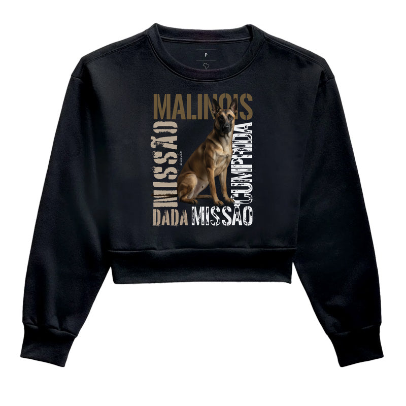 Moletom Cropped Malinois Missão Cumprida - Essência