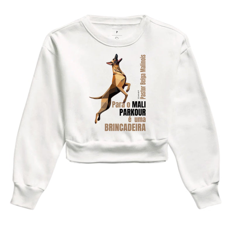 Moletom Cropped Malinois Parkour é Brincadeira