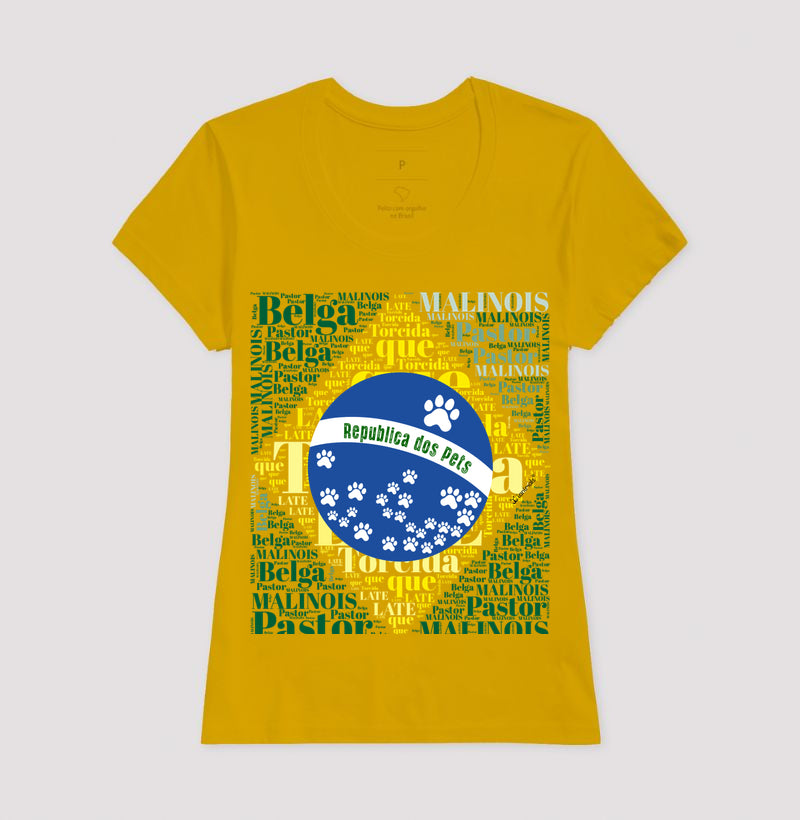 Camiseta Bandeira Brasil Pet - Nuvem de Palavras  - Personalizada