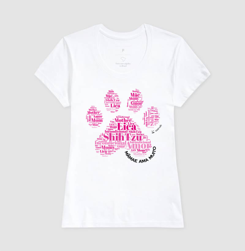 Camiseta Pata de Pet - Nuvem de Palavras - Personalizada | iAnimals