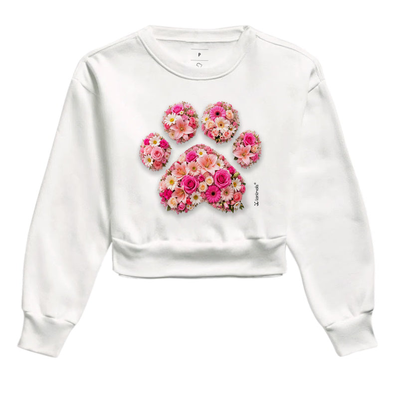 Moletom Cropped Pata em Flor - Pets - Afeto
