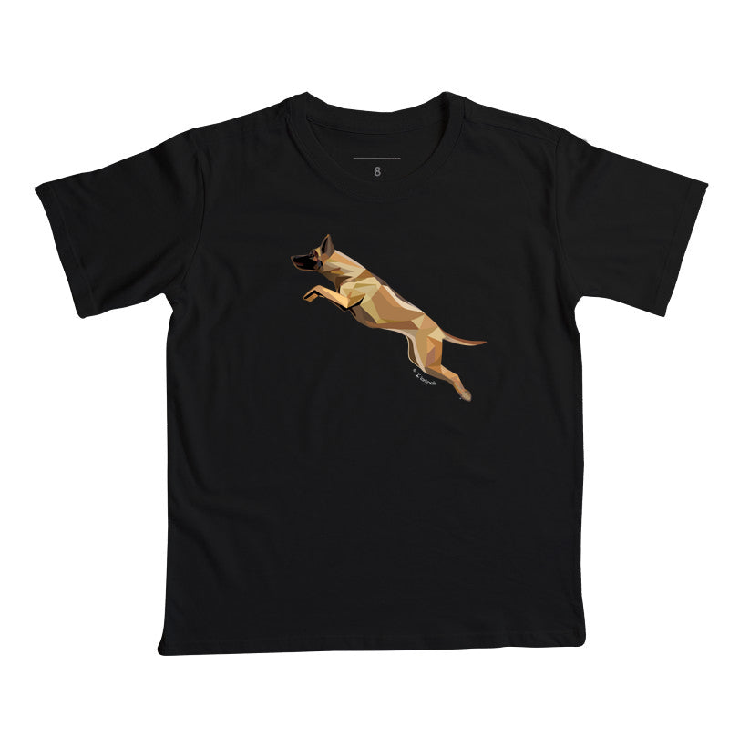Camiseta Infantil Malinois Saltando - Perfil / Geoma
