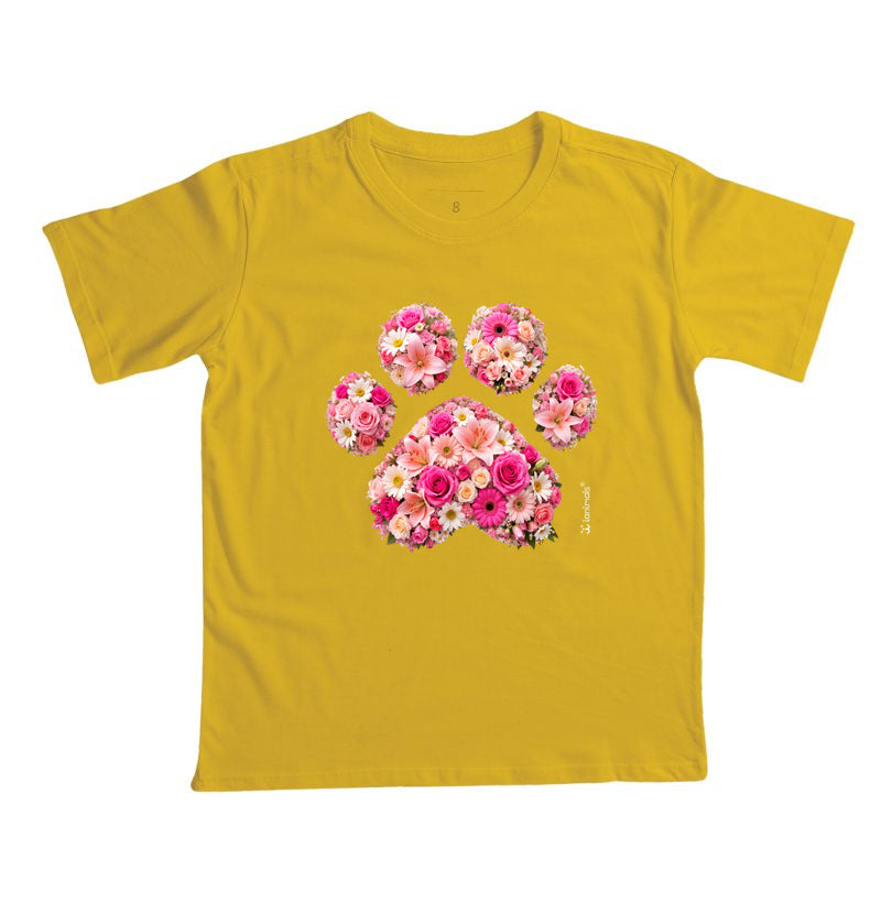 Camiseta Infantil Pata em Flor - Pets - Afeto