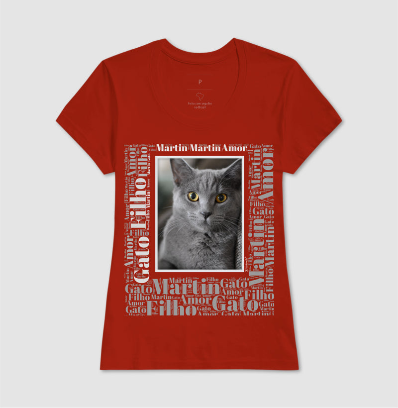 Camiseta Quadro Foto Pet - Nuvem de Palavras - Personalizada