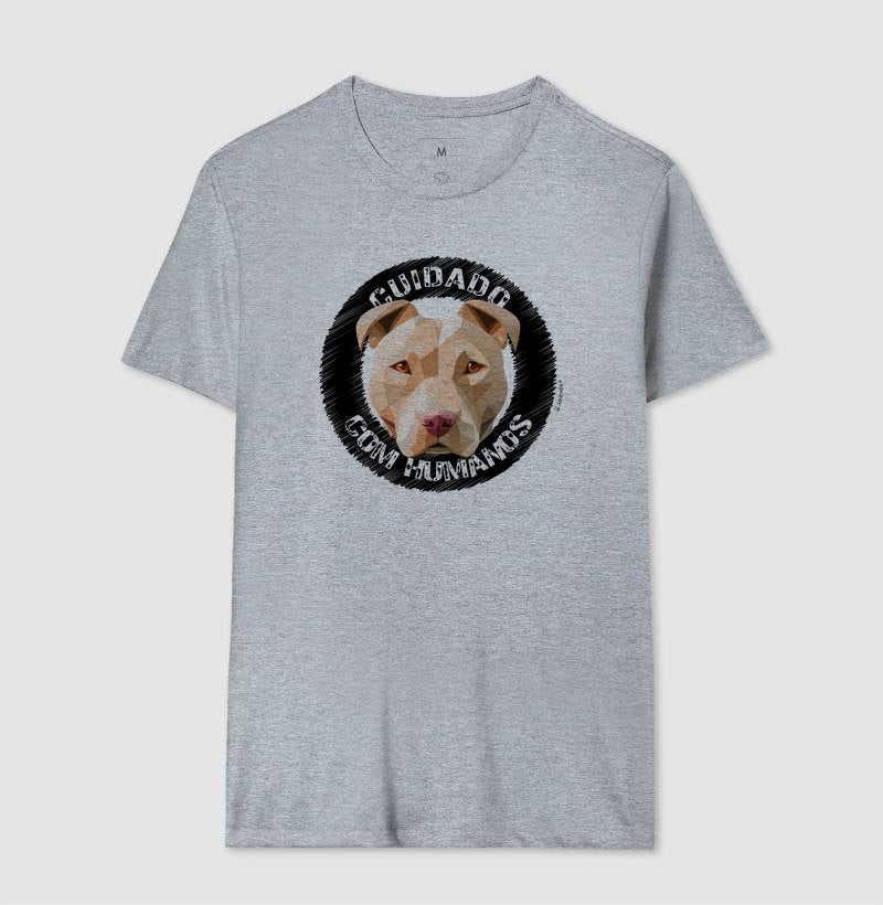 Camiseta Pit Bull, Cuidado com Humanos - Geoma