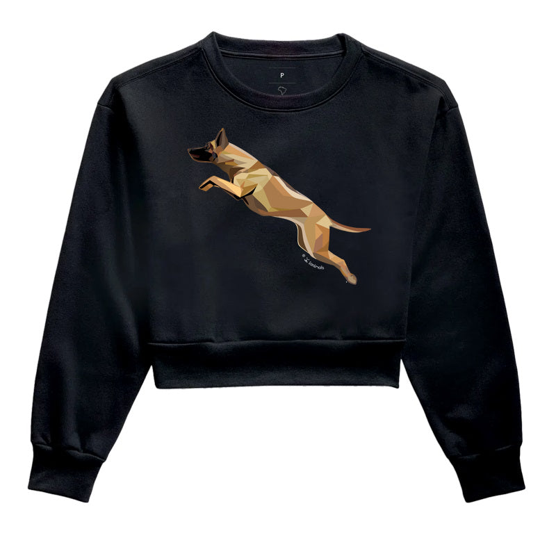 Moletom Cropped Malinois Saltando - Perfil / Geoma