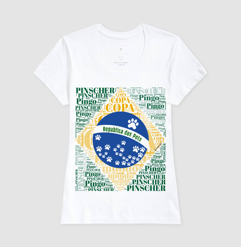 Camiseta Bandeira Brasil Pet - Nuvem de Palavras  - Personalizada