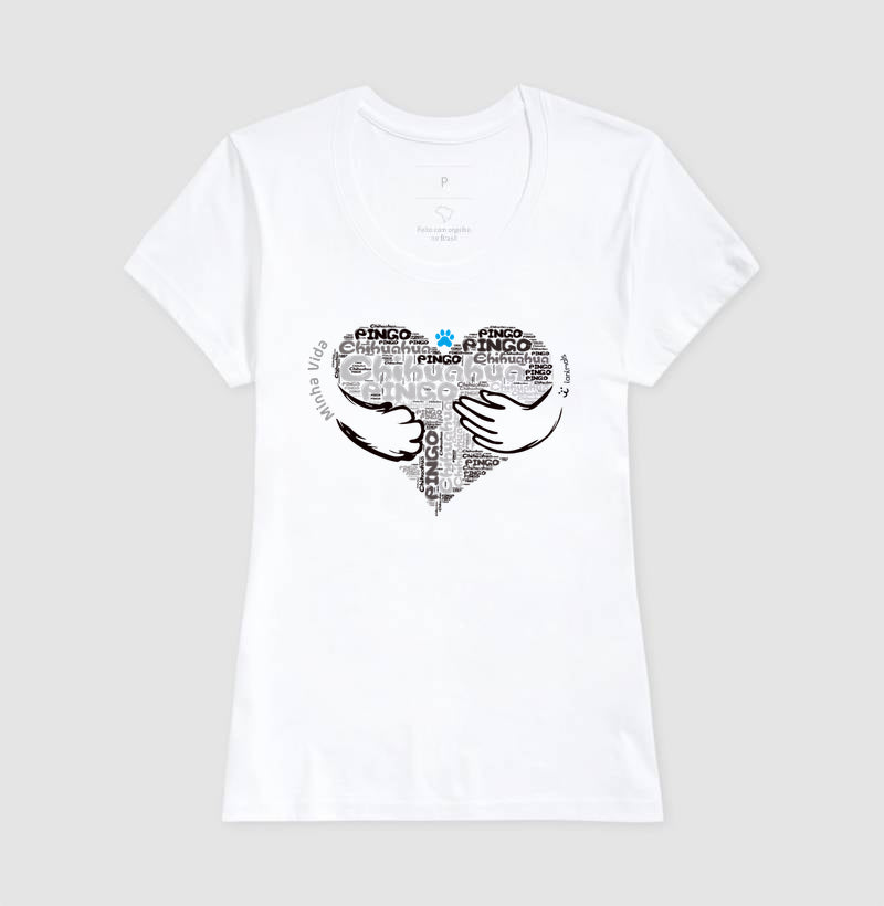 Camiseta Coração Abraço Pet - Nuvem de Palavras - Personalizada | iAnimals