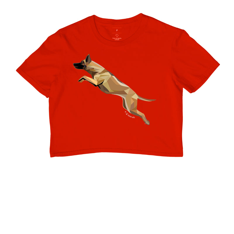 Camiseta Cropped Malinois Saltando - Perfil / Geoma
