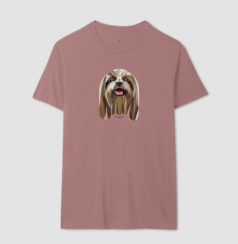 Camiseta Shih Tzu Pelo Longo Castanho - Geoma