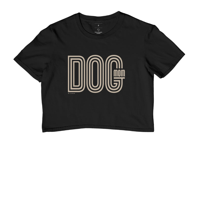 Camiseta Cropped Dog Mom iAnimals cor Preta