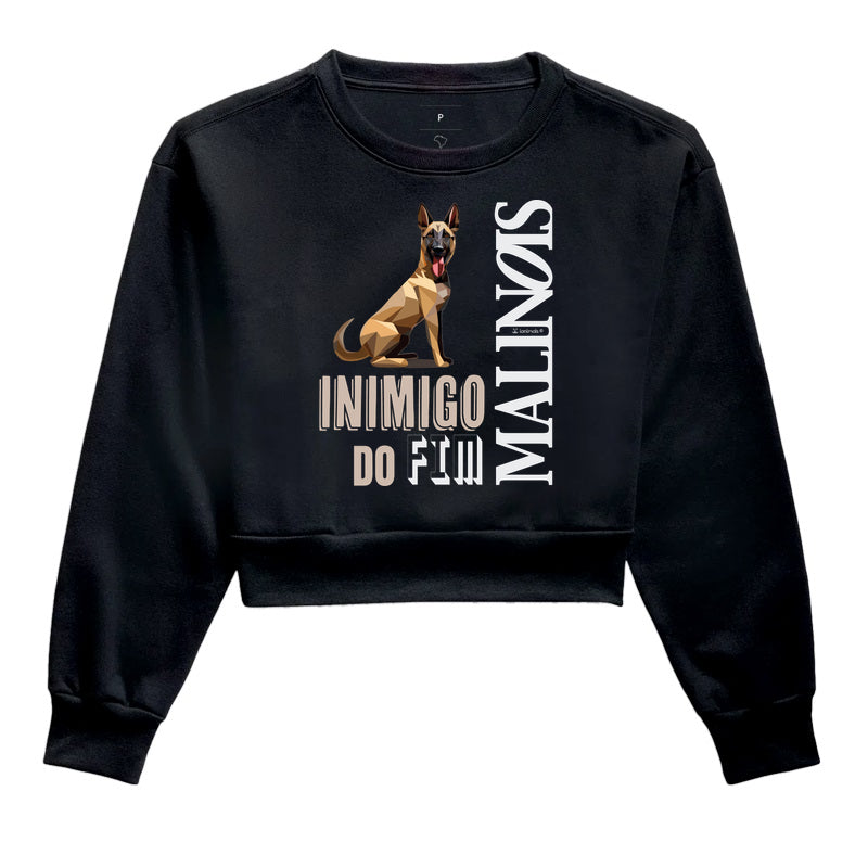 Moletom Cropped Malinois Inimigo do Fim - Essência