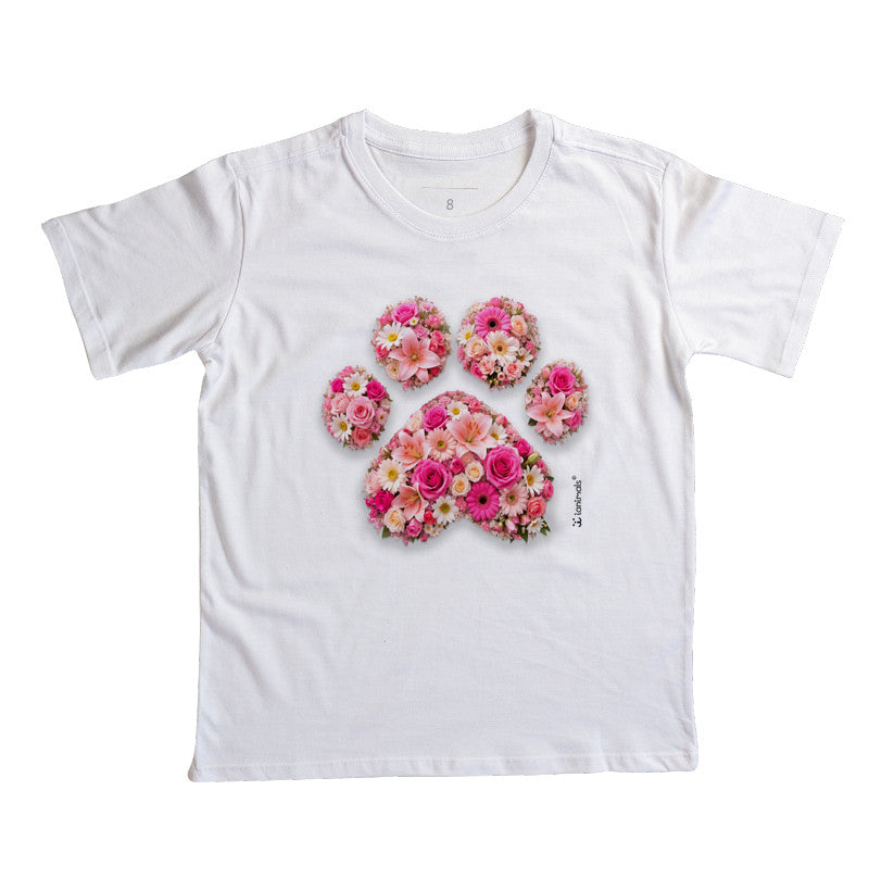 Camiseta Infantil Pata em Flor - Pets - Afeto