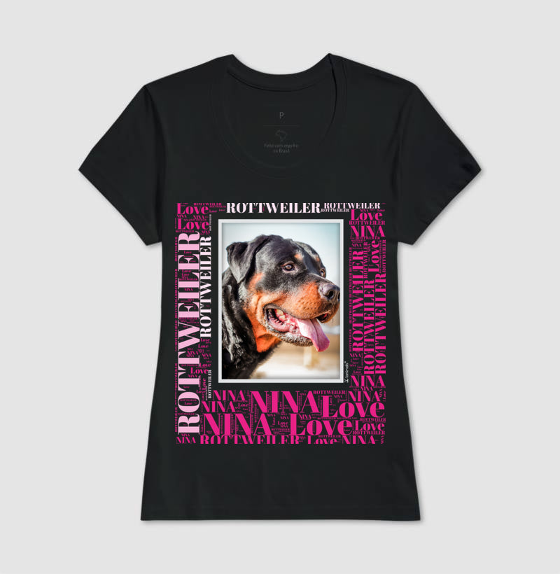 Camiseta Quadro Foto Pet - Nuvem de Palavras - Personalizada