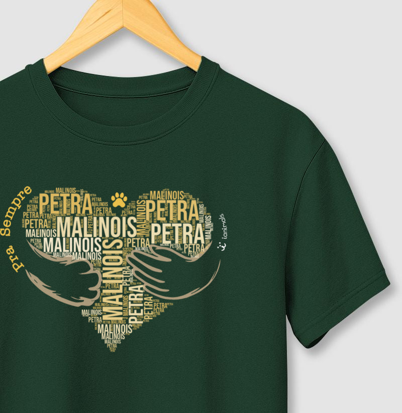Camiseta Coração Abraço Pet - Nuvem de Palavras - Personalizada | iAnimals