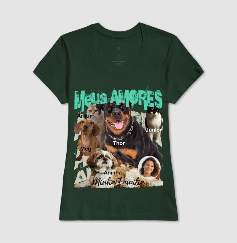 Camiseta Personalizada Bootleg Pets - até 6 fotos